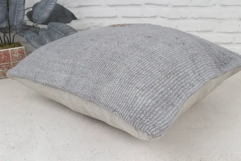 Floor Cushion Case, Turkish Pillow, Cushion, 20x20 Gray Pillow Cover, Boho Throw Pillow Case, Kilim Pillow Cover, Throw Kilim Pillow - 7