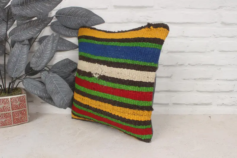 Gift Pillow, Pillow Sham, 14x14 Red Cushion, Aesthetic Cushion Case, Kilim Cushion Sham, Home Decor Pillow, Meditation Pillow Case - 4
