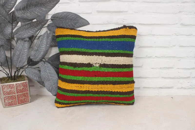 Gift Pillow, Pillow Sham, 14x14 Red Cushion, Aesthetic Cushion Case, Kilim Cushion Sham, Home Decor Pillow, Meditation Pillow Case - 1