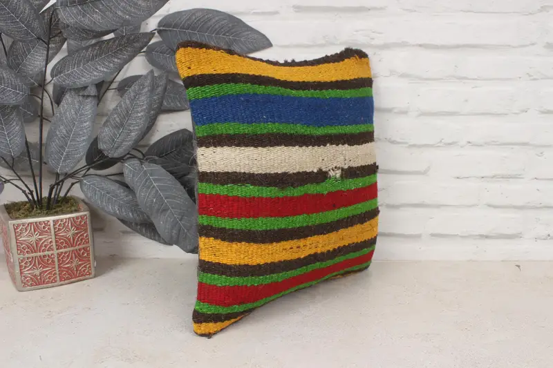 Gift Pillow, Pillow Sham, 14x14 Red Cushion, Aesthetic Cushion Case, Kilim Cushion Sham, Home Decor Pillow, Meditation Pillow Case - 3