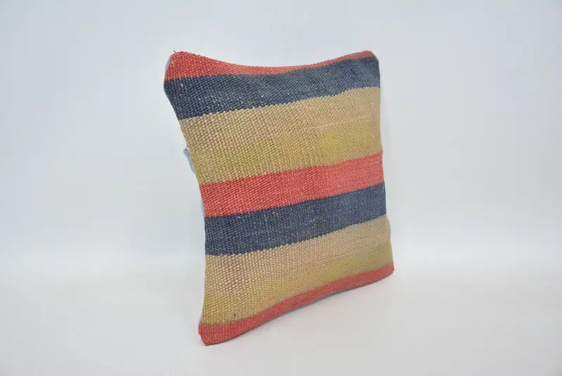 Handmade Kilim Cushion, Comfy Throw Pillow, Cushion Cover, Vintage Kilim Throw Pillow, Home Decor Pillow, 12x12 Red Cushion - 3
