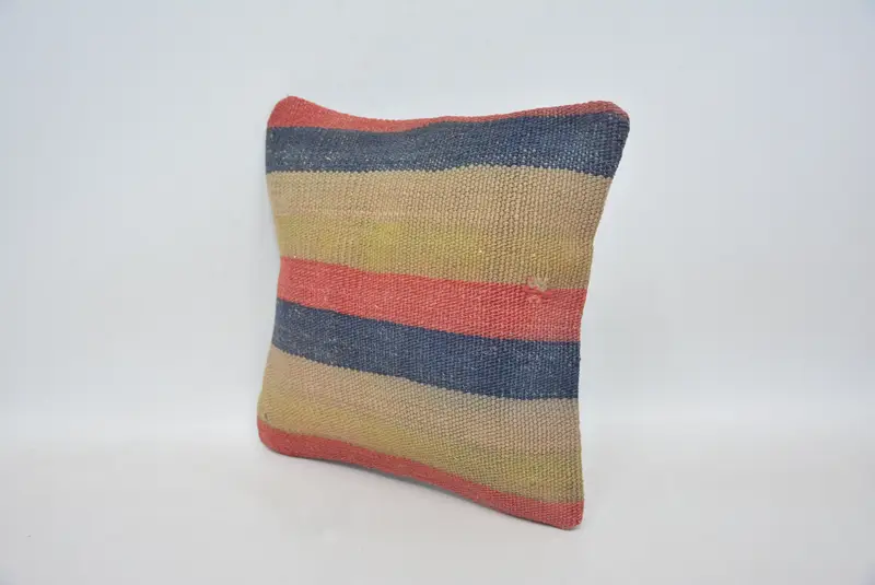 Handmade Kilim Cushion, Comfy Throw Pillow, Cushion Cover, Vintage Kilim Throw Pillow, Home Decor Pillow, 12x12 Red Cushion - 4