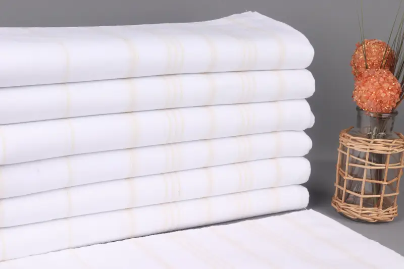 Hair Towel Beige Fringeless Striped, Organic Cotton, 24x40 Inches