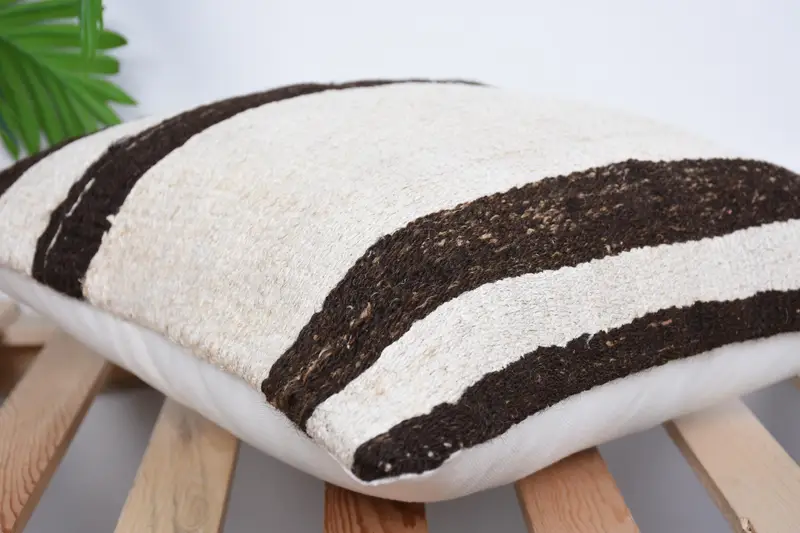 Pillow Cover, Turkish Kilim Pillow, Kilim Cushion Sham, Boho Pillow, Cotton Cushion Cover, 16x16 White Cushion Cover, Neutral Pillow - 6