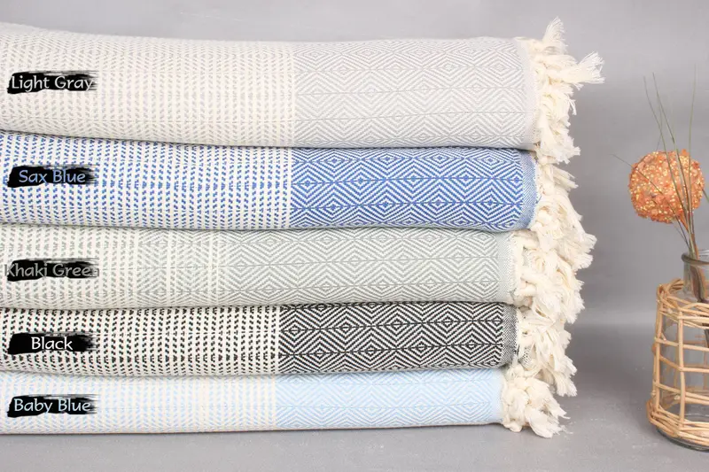 Customized Throw Blankets, Woven Throw Blanket, Turkish Throw Blanket, Custom Wedding Gifts, Housewarming Gift, 80x70 Cotton Diamond Towel - 1