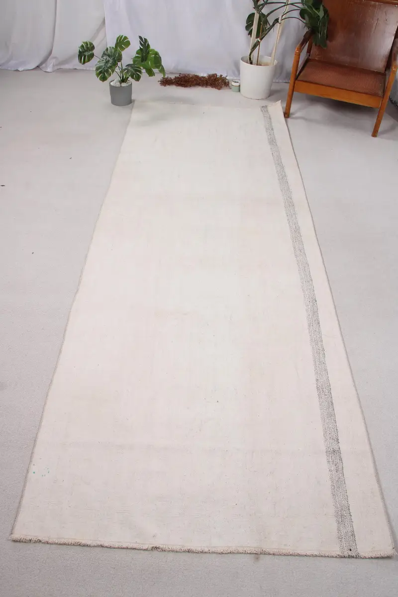 Elegant Beige & Brown Rug, 3.5x9.9 ft Abstract Design