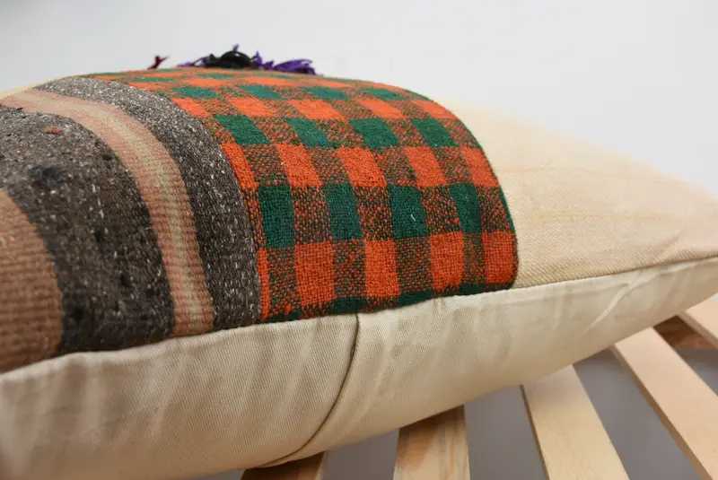Antique Pillows, Aesthetic Pillow Cover, Interior Designer Pillow, Pet Pillow Case, Cushion Cover, Handmade Kilim Cushion, 24x24 Orange Pillow - 7