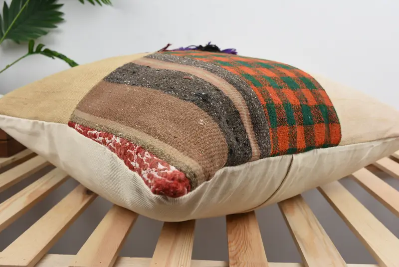 Antique Pillows, Aesthetic Pillow Cover, Interior Designer Pillow, Pet Pillow Case, Cushion Cover, Handmade Kilim Cushion, 24x24 Orange Pillow - 6