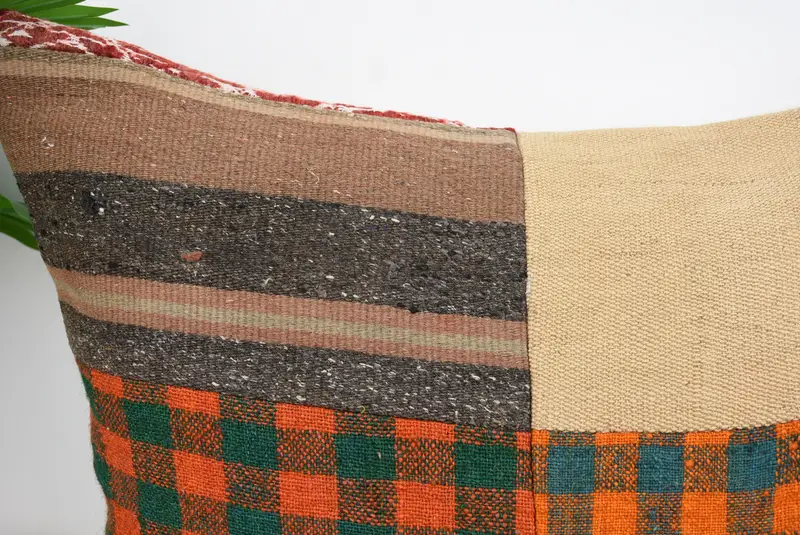 Antique Pillows, Aesthetic Pillow Cover, Interior Designer Pillow, Pet Pillow Case, Cushion Cover, Handmade Kilim Cushion, 24x24 Orange Pillow - 2