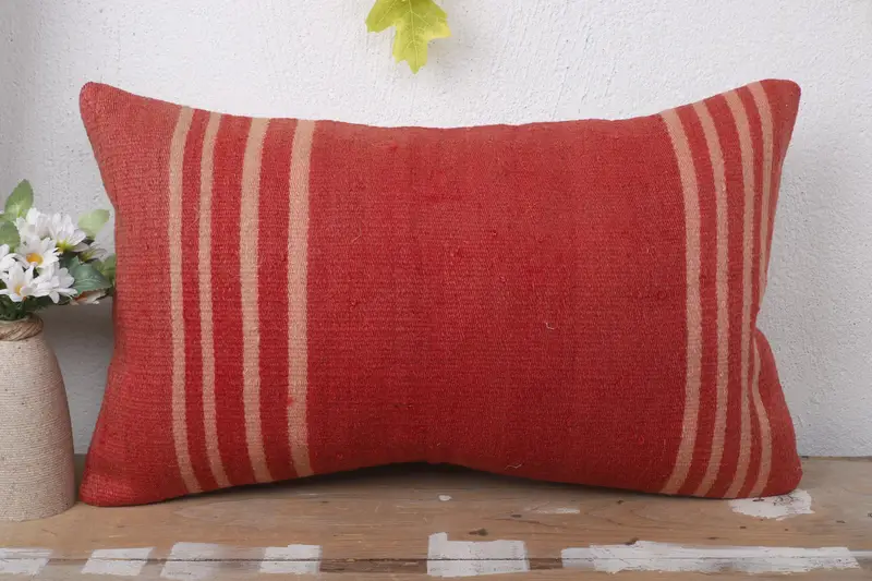 Vintage Pillow, Home Decor Pillow, 12x20 Red Pillow Cover, Vintage Kilim Throw Pillow, Designer Throw Cushion Cover, Pillow Sham - 2