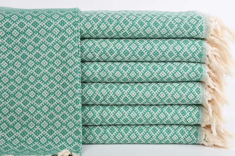 フェイスタオル オーガニックコットン ウェディングギフトタオル グリーン 20x38インチ - 1