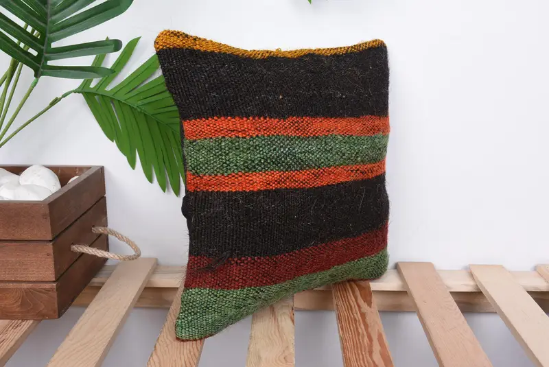 Handmade Kilim Cushion, Kilim Pillow, Pillow, Pillow for Couch, 12x12 Orange Pillow Cover, Aztec Cushion, Neutral Throw Cushion Cover - 4