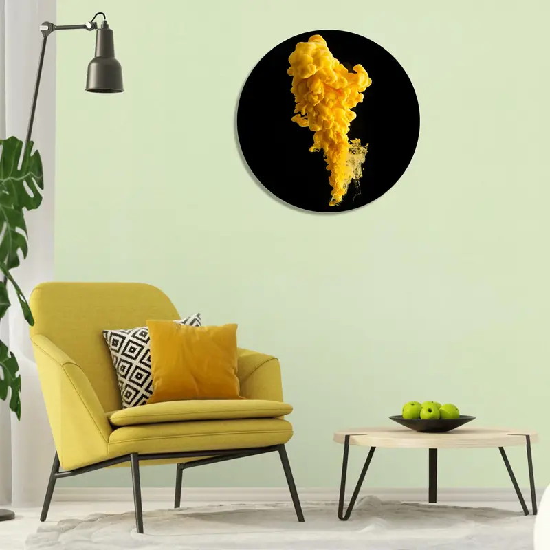 Elegant Abstract Black and Yellow Printed Glass - Modern Design