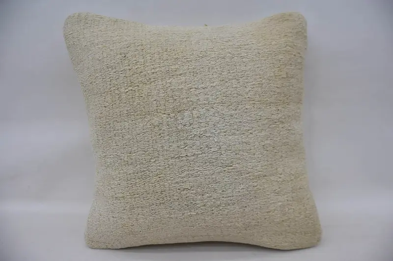 Überwurf Beige handgewebter Kissenbezug, antiker 16x16 Zoll Kissenbezug - 1