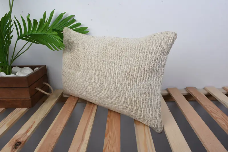 Seat Pillow Cover, Nomadic Pillow Case, Cushion Cover, 12x20 Beige Pillow, Car Cushion Cover, Turkish Kilim Pillow, Turkish Pillow, Antique Pillows - 5
