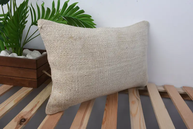 Seat Pillow Cover, Nomadic Pillow Case, Cushion Cover, 12x20 Beige Pillow, Car Cushion Cover, Turkish Kilim Pillow, Turkish Pillow, Antique Pillows - 4