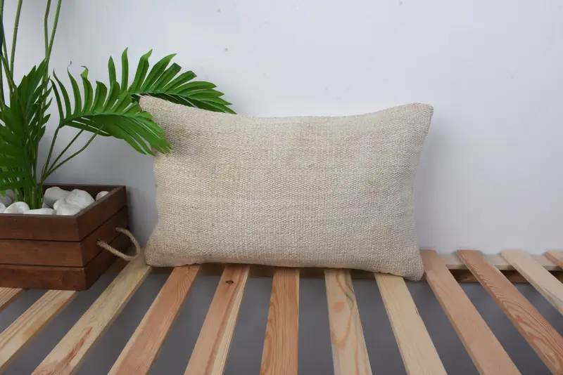 Seat Pillow Cover, Nomadic Pillow Case, Cushion Cover, 12x20 Beige Pillow, Car Cushion Cover, Turkish Kilim Pillow, Turkish Pillow, Antique Pillows - 1