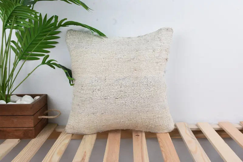 Gift Pillow, Pillow for Couch, Interior Designer Pillow, 16x16 White Pillow Cover, Decorative Throw Pillow Cover, Cushion Cover - 1