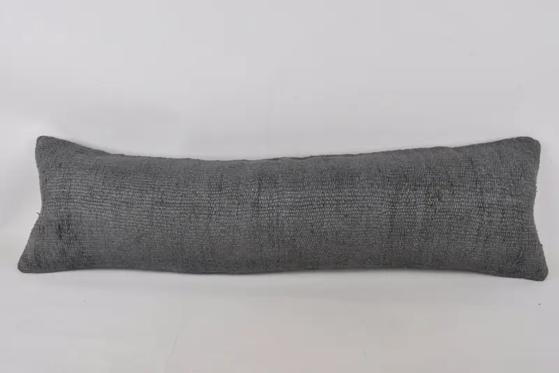 Turkish Pillow, Living Room Throw Cushion, Kilim Cushion Sham, Antique Pillows, 12x43 Gray Pillow Cover, Ikat Cushion, Pillow Case - 1