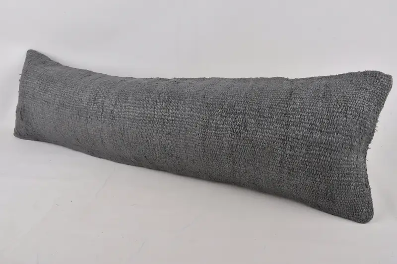 Turkish Pillow, Living Room Throw Cushion, Kilim Cushion Sham, Antique Pillows, 12x43 Gray Pillow Cover, Ikat Cushion, Pillow Case - 3