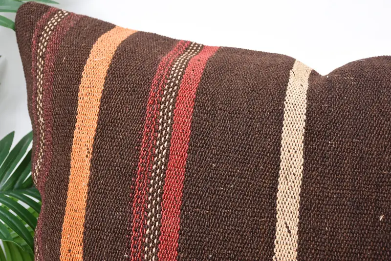 20x28 Brown Pillow Case, Hippie Throw Pillow Case, Ethnical Kilim Rug Pillow, Boho Pillow, Pillow Case, Handmade Kilim Cushion - 2