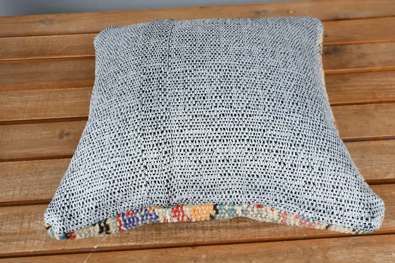 Cushion, Indoor Pillow Sham, Handmade Kilim Cushion, Kilim Pillow Cover, 12x12 Blue Pillow Cover, Vintage Kilim Throw Pillow - 5