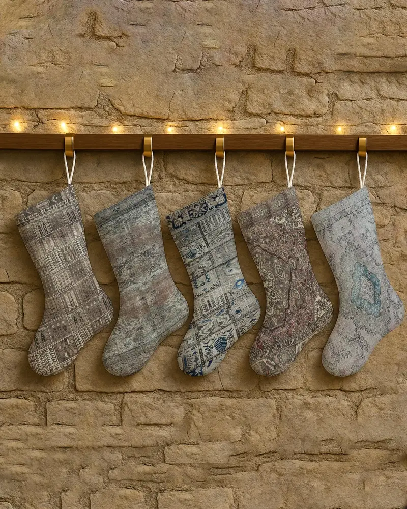 Media roja de algodón con adorno navideño, media navideña de 30 pulgadas de ancho