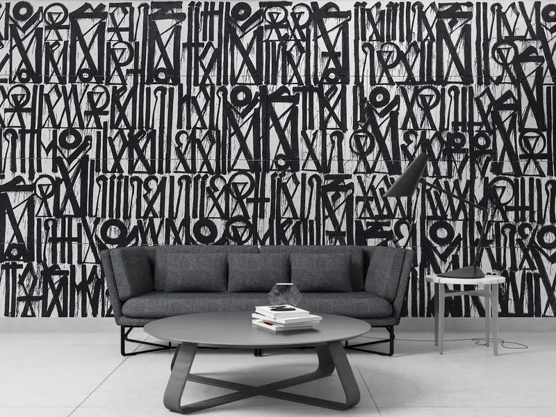 Zarif Baskılı Siyah Sokak Grafiti Soyut Duvar Kağıdı