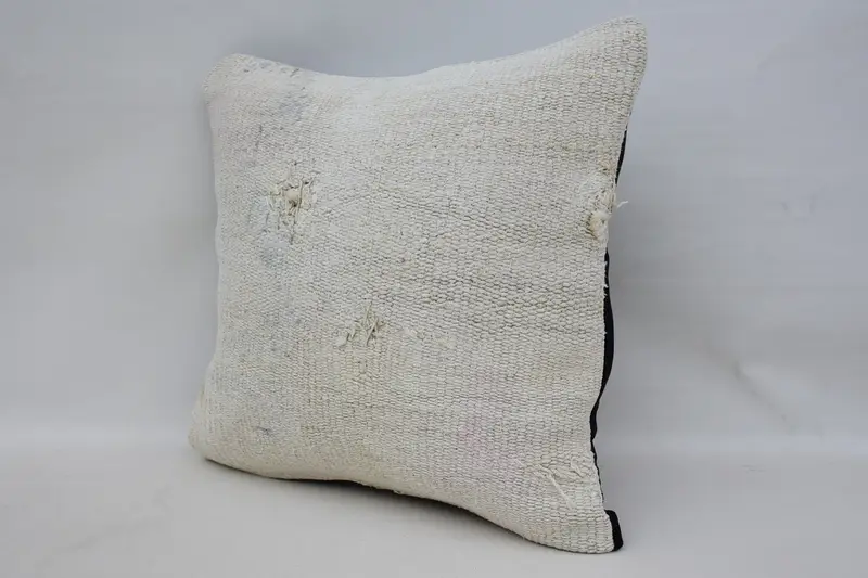 16x16 White Cushion Case, Throw Kilim Pillow, Cushion, Kilim Cushion Sham, Cozy Throw Pillow Case, Boho Pillow Sham Cover, One Of A Kind Pillow Sham - 3