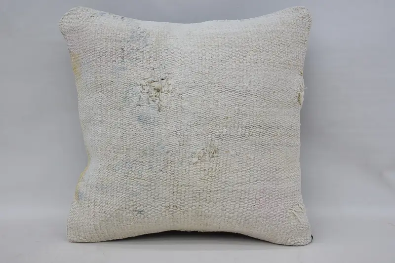 16x16 White Cushion Case, Throw Kilim Pillow, Cushion, Kilim Cushion Sham, Cozy Throw Pillow Case, Boho Pillow Sham Cover, One Of A Kind Pillow Sham - 4