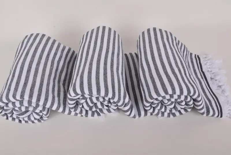 Travel towel, Scarf Towel, House Warming Gift, Bridal Shower Favors, Hammam Towel USA, Sand-free towel, 70x36 Cotton Terry Striped Towel - 8
