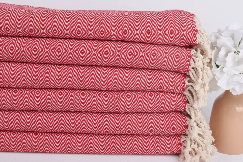 70x40 Cotton Zigzag Diamond Towel, Best Friend Gift, Turkish towel, Thin towel, Anniversary Gift For Her, Handwoven Turkish Towel, Gym Towel - 3