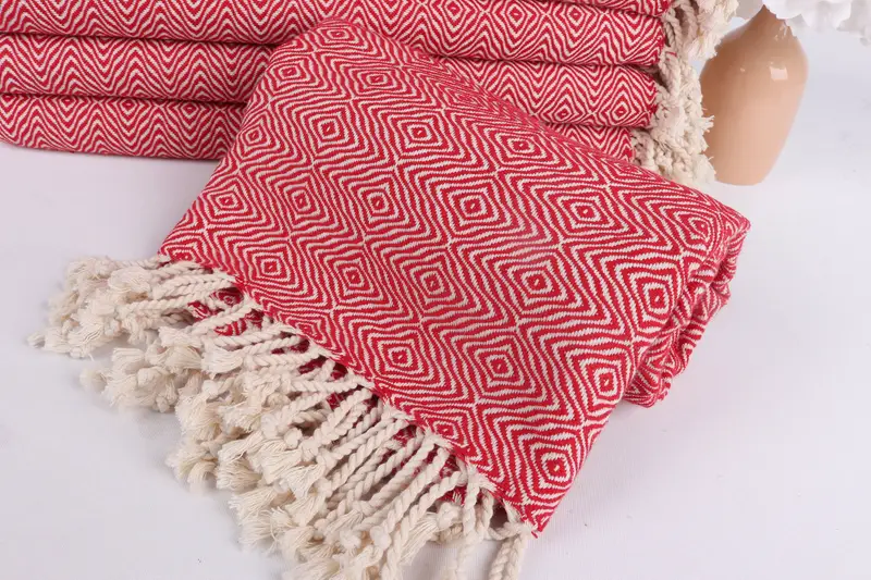 70x40 Cotton Zigzag Diamond Towel, Best Friend Gift, Turkish towel, Thin towel, Anniversary Gift For Her, Handwoven Turkish Towel, Gym Towel - 4