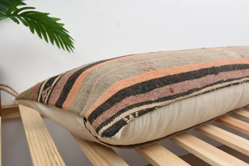 Interior Designer Pillow, Vintage Kilim Throw Pillow, Home Decor Pillow, 12x48 Brown Cushion Cover, Pillow Sham, Chair Cushion Case - 6