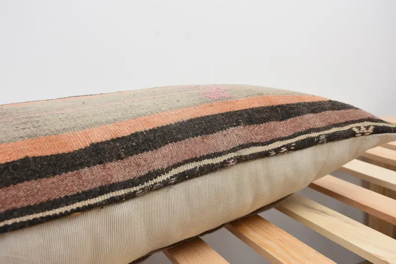 Interior Designer Pillow, Vintage Kilim Throw Pillow, Home Decor Pillow, 12x48 Brown Cushion Cover, Pillow Sham, Chair Cushion Case - 7