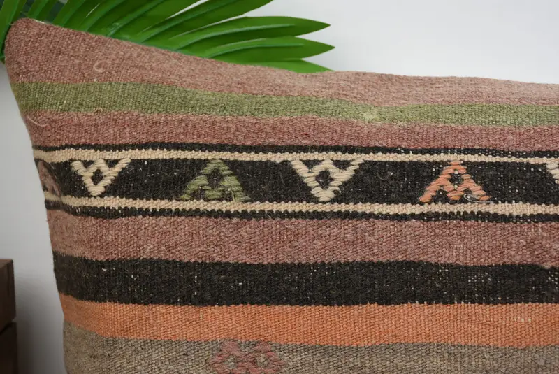 Interior Designer Pillow, Vintage Kilim Throw Pillow, Home Decor Pillow, 12x48 Brown Cushion Cover, Pillow Sham, Chair Cushion Case - 2