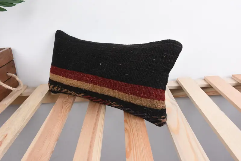 8x16 Black Cushion, Kilim Pillow Cover, Rustic Pillow, Kilim Cushion Sham, Antique Pillows, Wool Kilim Pillow Pillow Cover, Cushion - 5
