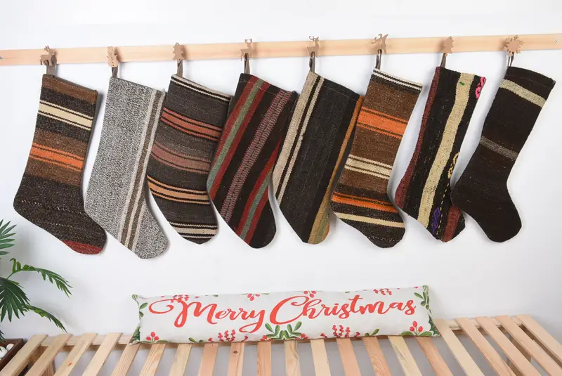 Festive Christmas Ornaments Pattern, 8-Inch Wide Christmas Stocking