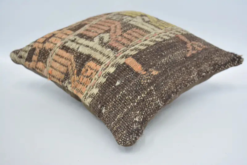 Pillow Cover, Authentic Pillow, Hippie Throw Pillow Case, Decorative Pillow, Vintage Pillow, 12x12 Brown Cushion, Turkish Pillow, Home Decor Pillow - 6