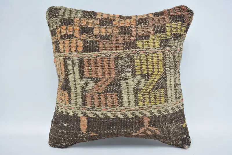 Pillow Cover, Authentic Pillow, Hippie Throw Pillow Case, Decorative Pillow, Vintage Pillow, 12x12 Brown Cushion, Turkish Pillow, Home Decor Pillow - 1