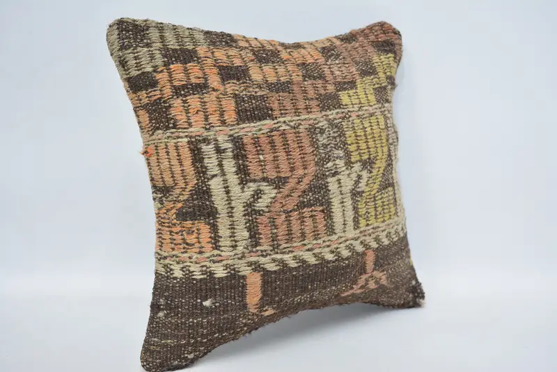 Pillow Cover, Authentic Pillow, Hippie Throw Pillow Case, Decorative Pillow, Vintage Pillow, 12x12 Brown Cushion, Turkish Pillow, Home Decor Pillow - 3