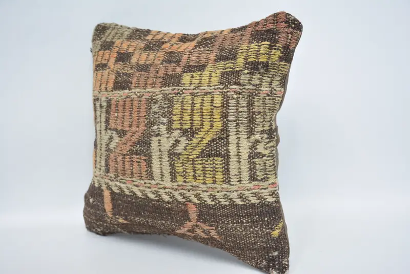 Pillow Cover, Authentic Pillow, Hippie Throw Pillow Case, Decorative Pillow, Vintage Pillow, 12x12 Brown Cushion, Turkish Pillow, Home Decor Pillow - 4