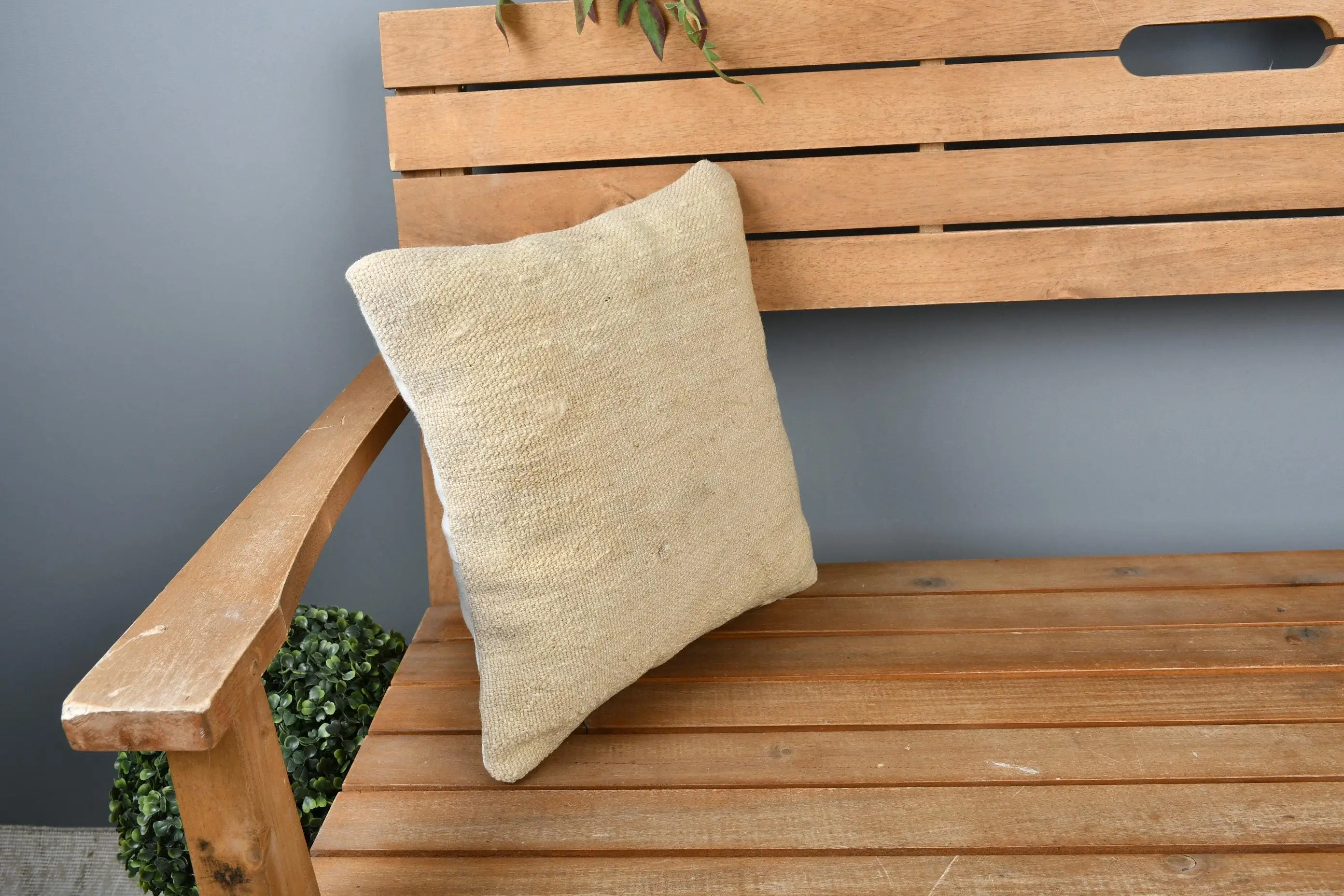 Beige & Brown Embroidered Southwestern Pillow, 14x14 Inch Decorative Pillow - 1