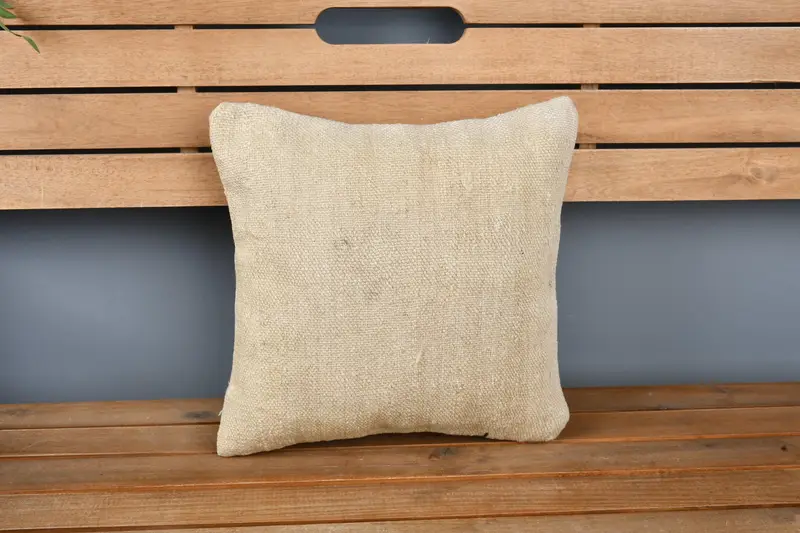 Throw Kilim Pillow, Pillow, Hippie Throw Pillow, Pillow for Sofa, Vintage Kilim Pillow, Chair Cushion, 14x14 Beige Pillow Sham, Traditional Pillow - 6