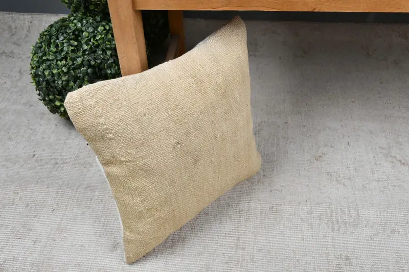 Throw Kilim Pillow, Pillow, Hippie Throw Pillow, Pillow for Sofa, Vintage Kilim Pillow, Chair Cushion, 14x14 Beige Pillow Sham, Traditional Pillow - 7