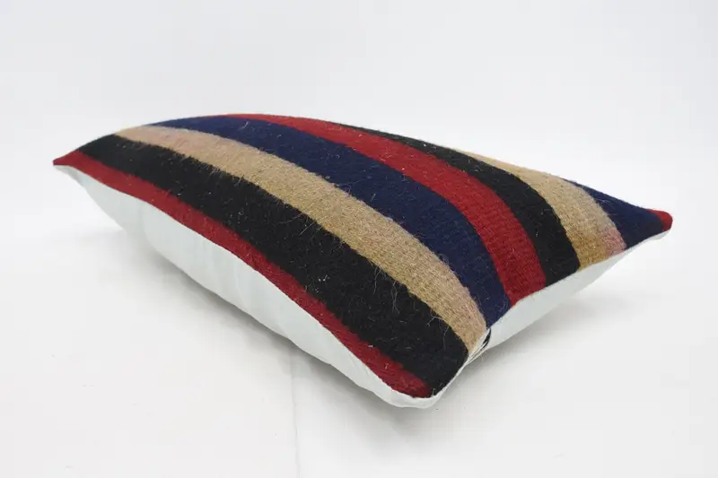 Blue & Red Embroidered Pillow, 12x24 Inches Decorative Pillow - 6