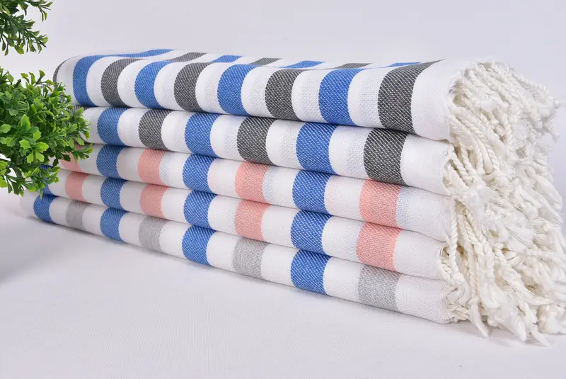 Bridesmaid Gifts Personalized, Fouta towel, Organic Towel, Monogrammed Beach Towel, Summer Towel, 64x36 Cotton Striped Towel, Housewarming Gift - 3