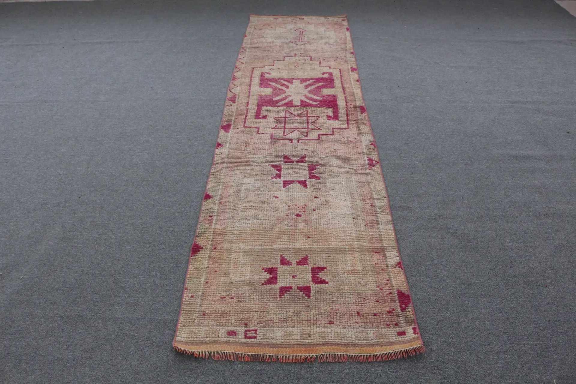 Türkischer Vintage-Teppich 2,6x10,1 ft (80x308 cm), Herki Rotbrauner Orientteppich - 1