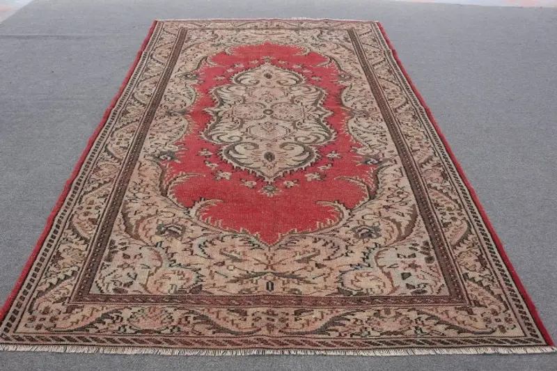 Red, Black Bordered Rug 295x293 cm, Elegant Modern Decor
