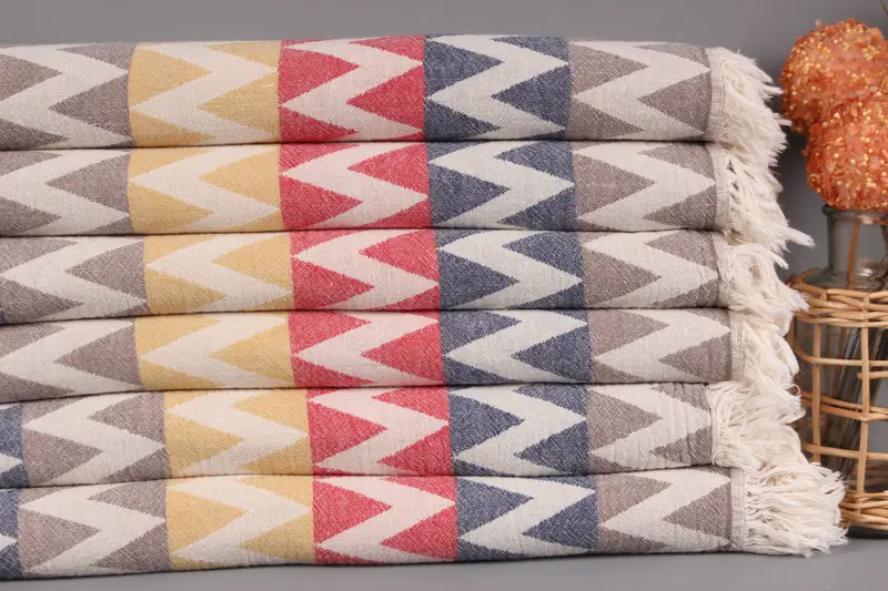 Personalized Wedding Gift For Couple, 70x40 Cotton Zigzag Design Towel, Housewarming Gift, Scarf Towel, Bridal Shower Gift, Monogrammed Beach Towel - 3